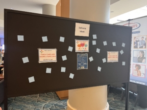 Poster board for ATIA 2024 attendees to jot down things they want to discuss and learn at this year's EdCamp Access International.