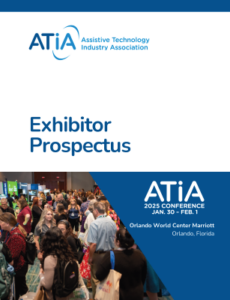Thumbnail image of the cover of the ATIA 2025 Exhibitor Prospectus. Includes the ATIA logo and a photo of a crowded Exhibit Hall.